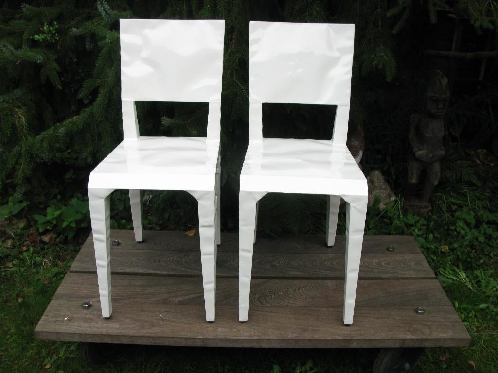 2X STOEL "MR.BUGATTI" CAPPELLINI WIT DESIGN, Huis en Inrichting, Ophalen, Modern design, Twee, Wit