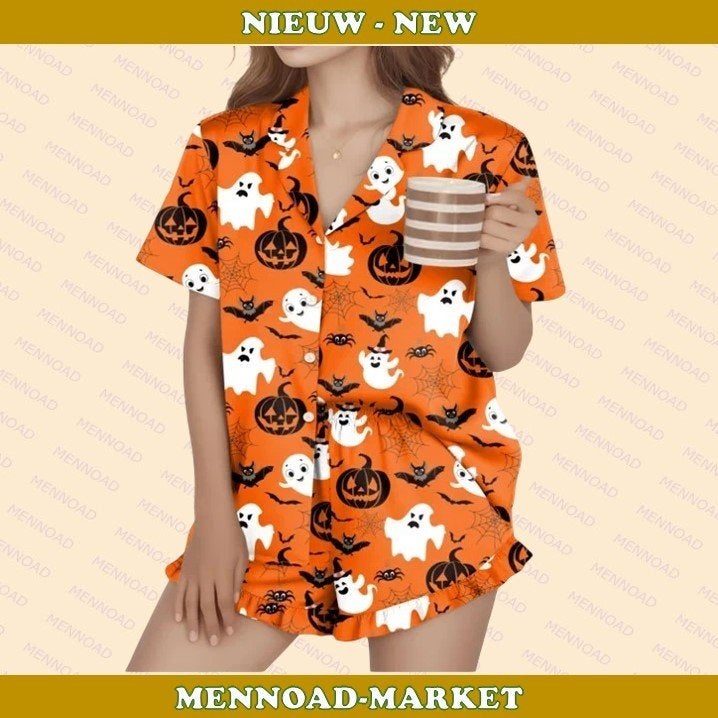 Nieuwe Halloween Pyjama Set met Spookjes en Pompoenen XXL, Kleding | Dames, Onbekend@voorbeeld.com, Onbekend, Oranje, Ophalen of Verzenden
