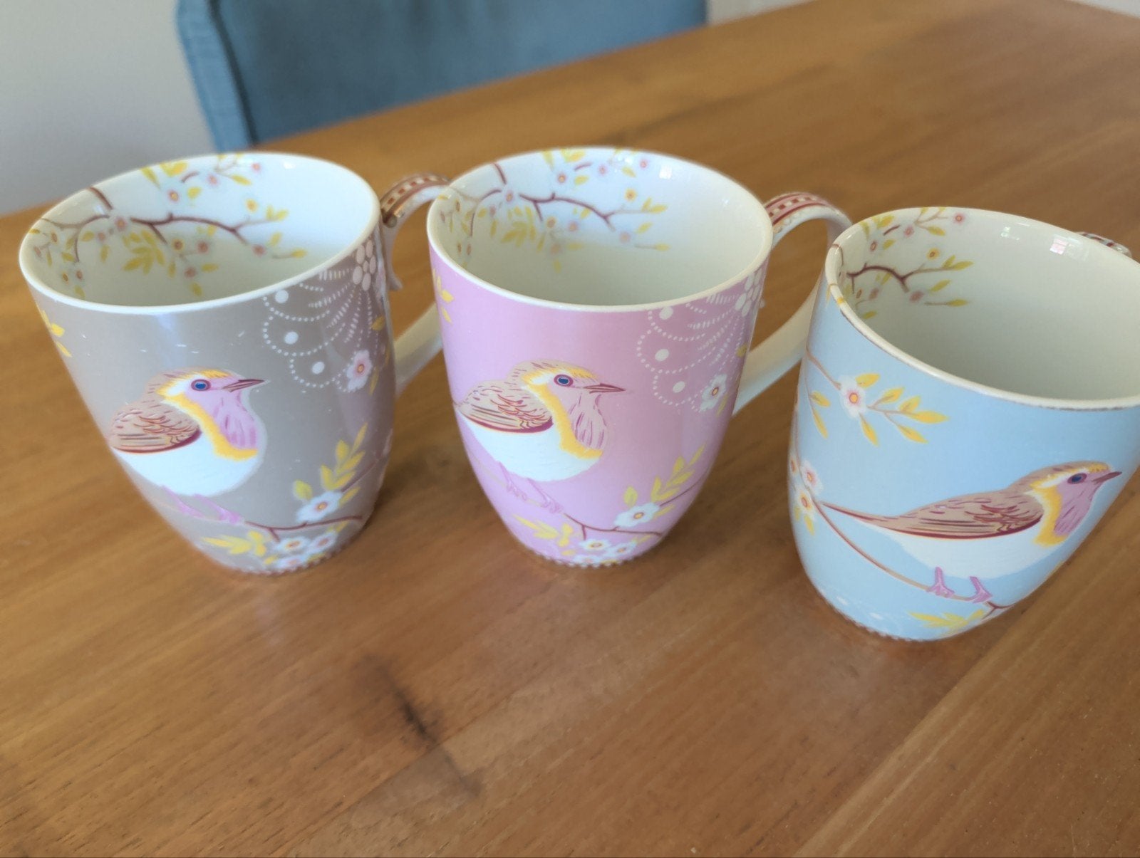 Set van 3 Pip Studio mokken met vogel, Ophalen, Steen/keramiek, Meerkleurig, Overige merken