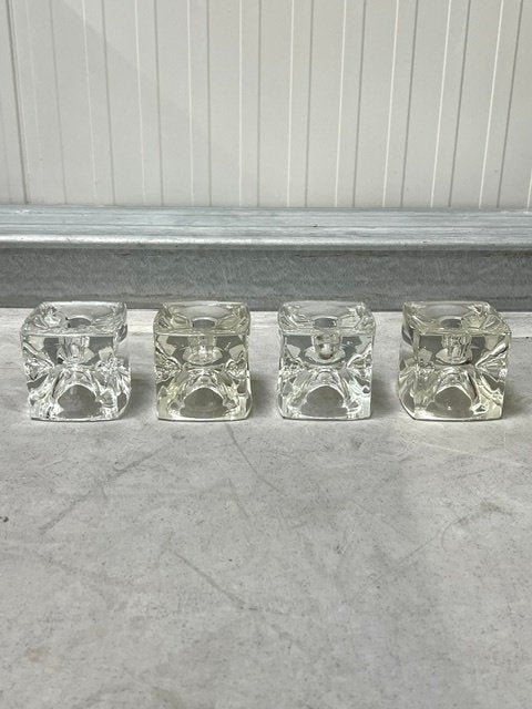 Sklo Ice Cube waxinelichthouder 4x Rudolf Jurnikl vintage, Gebruikt, Meerkleurig, Overige merken, Waxinelichthouder