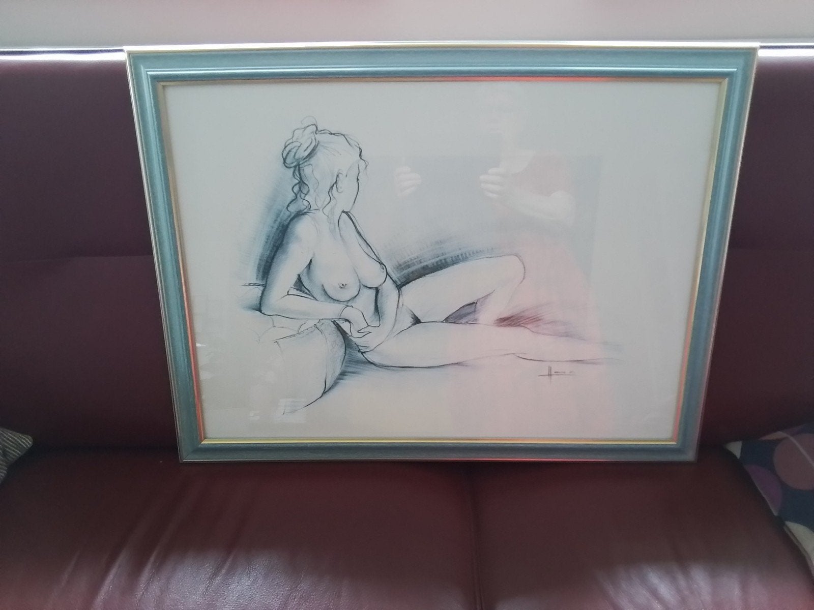 SCHILDERIJ - VROUWELIJK NAAKT, Antiek en Kunst, Ophalen, Aquarel, Ingelijst