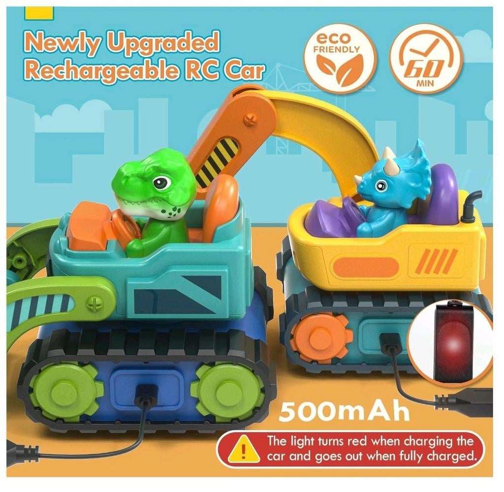 RC Auto's & Graafmachine/Bulldozer met Dino's - Speelgoed Se, Onbekend, Zo goed als nieuw, Onbekend, Afstandsbediening