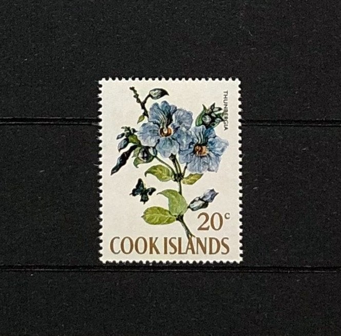 Cookeilanden 1970 Postfris Bloemen Thunbergia Vlinder, Ophalen of Verzenden, Postfris, Dier of Natuur
