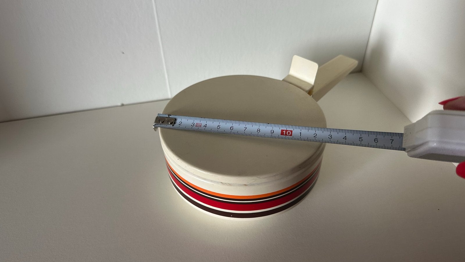 Vintage Brabantia blik met retro strepen, Ophalen of Verzenden, Gebruikt, Overige, Overige merken