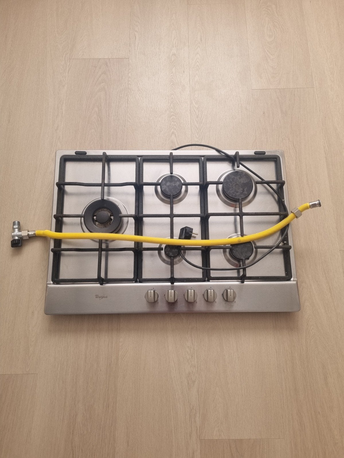 Whirlpool AKR 3291/IX 5-pits gaskookplaat RVS – 73 cm, Witgoed en Apparatuur, Kookplaten, Ophalen, Gebruikt, Inbouw, Gas