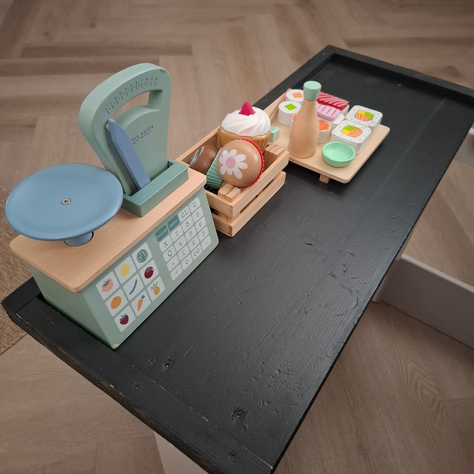 Houten speelgoed weegschaal met accessoires, Ophalen of Verzenden