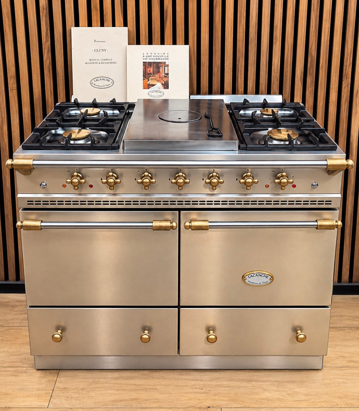 Mooie Rvs messing Lacanche Fornuis 100 cm (Gratis bezorgen), Witgoed en Apparatuur, 5258sh, Ophalen of Verzenden, Zo goed als nieuw