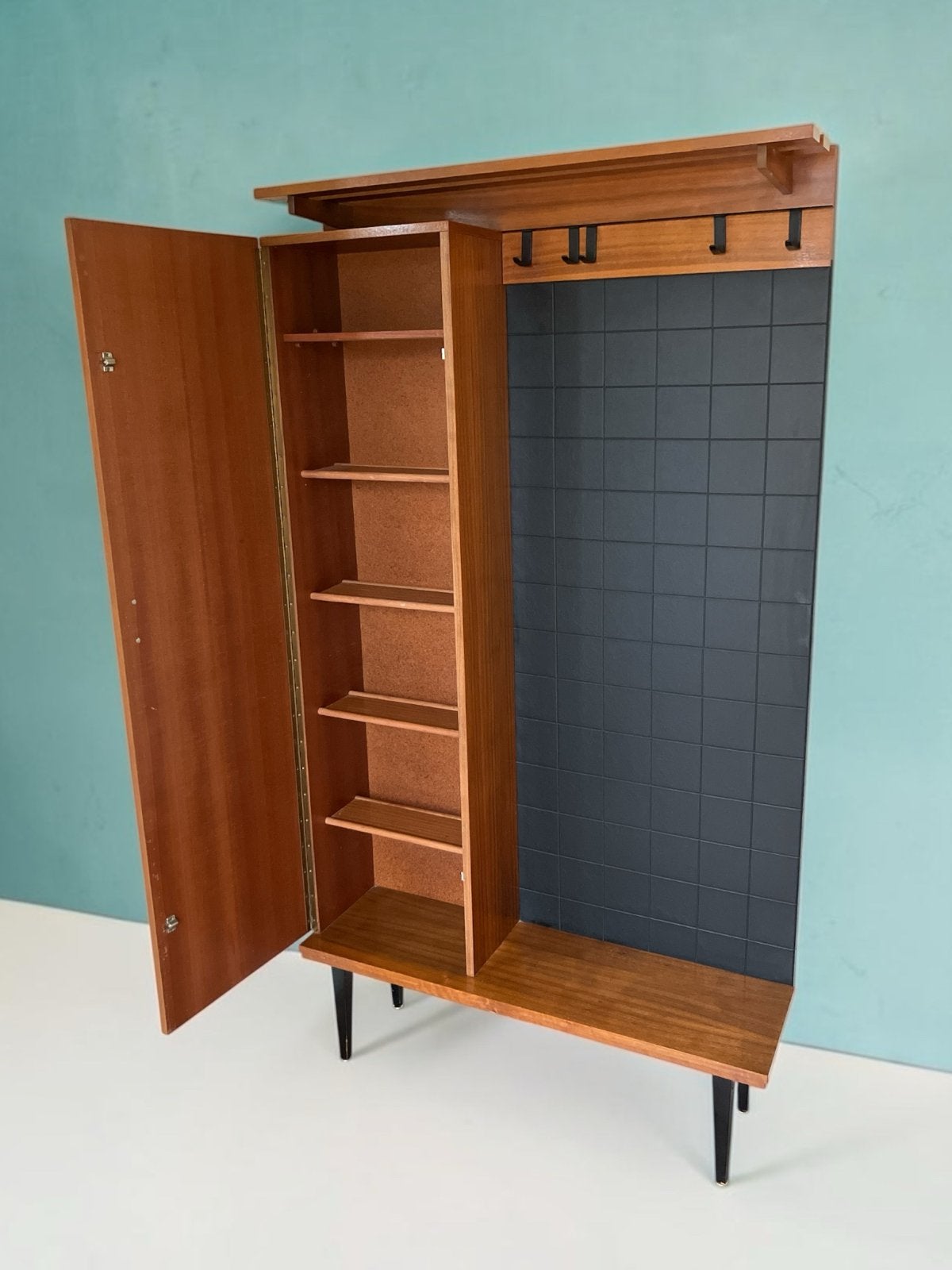 Vintage Mid-Century Garderobe kast / hal meubel Teak, Ophalen