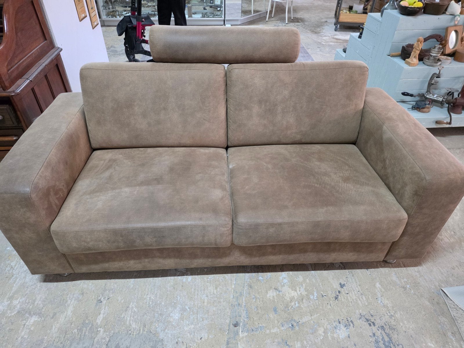 Comfortabele 2-zitsbank, ca. 190x87 cm, taupekleurig, Gebruikt, 150 tot 200 cm, Tweepersoons, 75 tot 100 cm