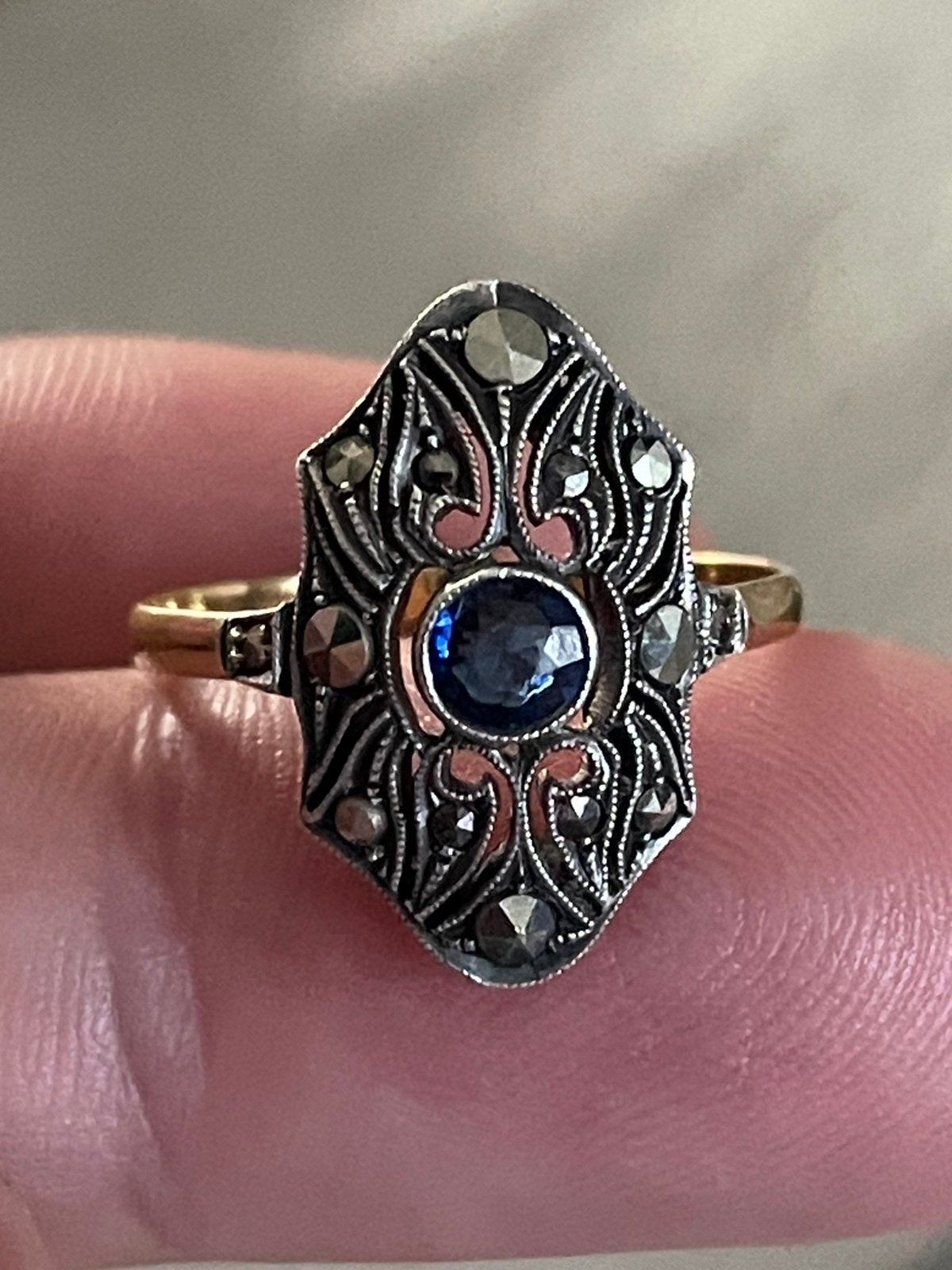 18 karaat gouden art-nouveau ring, Ophalen of Verzenden, Goud, Ring
