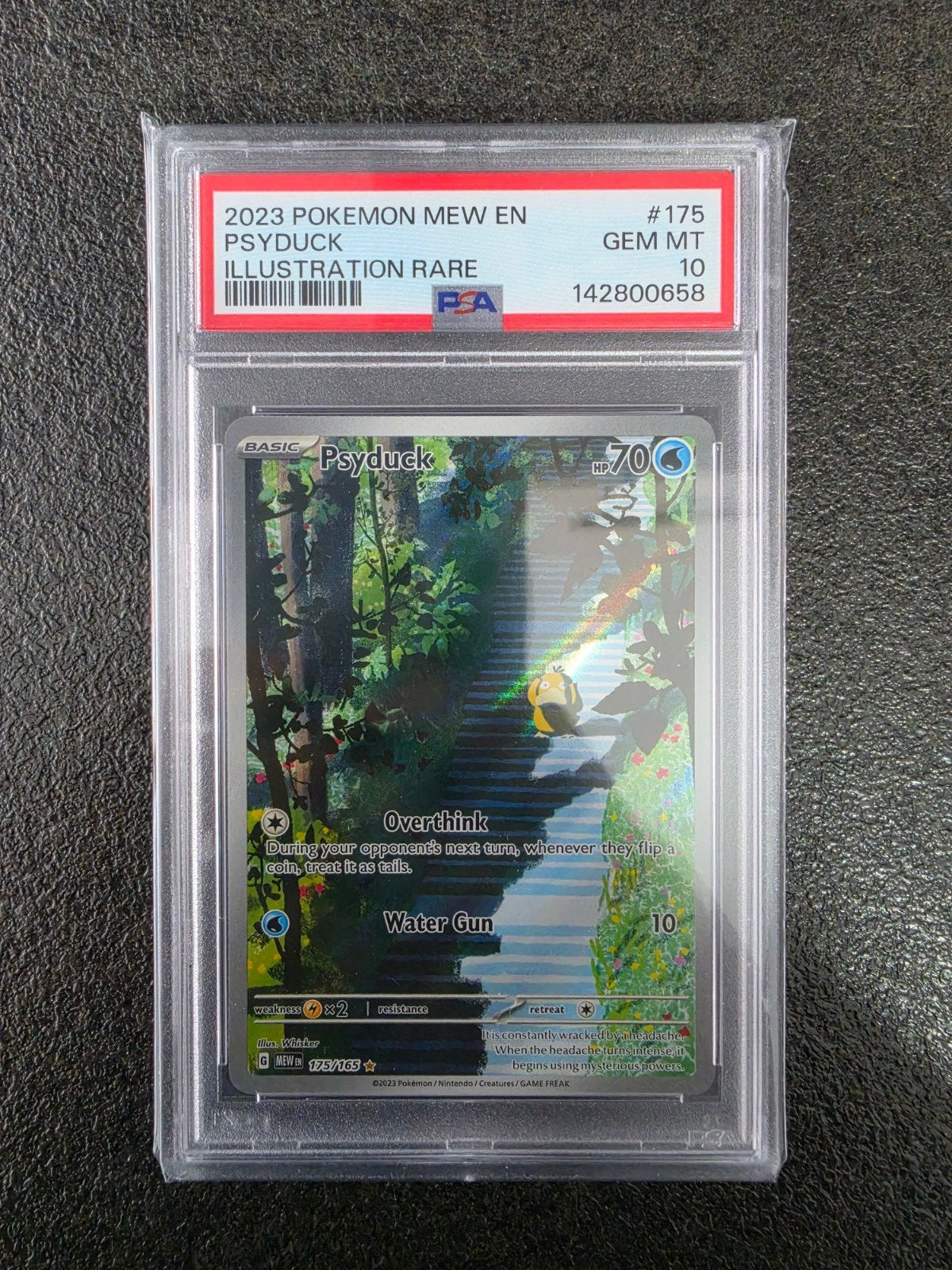 PSA 10 Gem Mint 2023 Pokemon Mew en Psyduck #175, Hobby en Vrije tijd, Ophalen of Verzenden, Zo goed als nieuw, Losse kaart