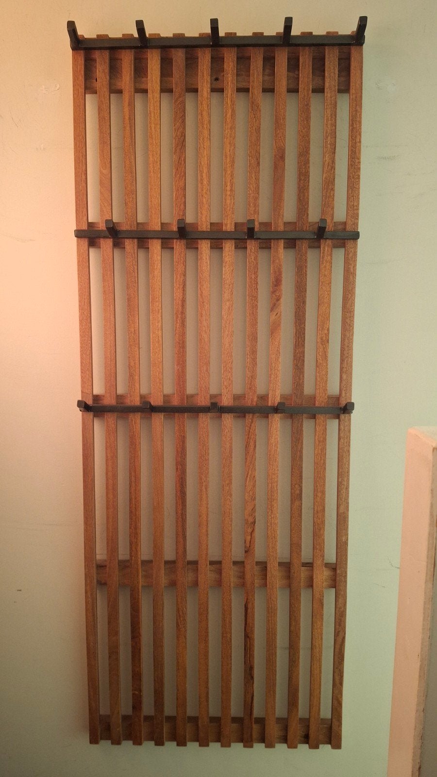 Houten wandkapstok met metalen haken, Zo goed als nieuw, 150 tot 200 cm, Hout, Ophalen