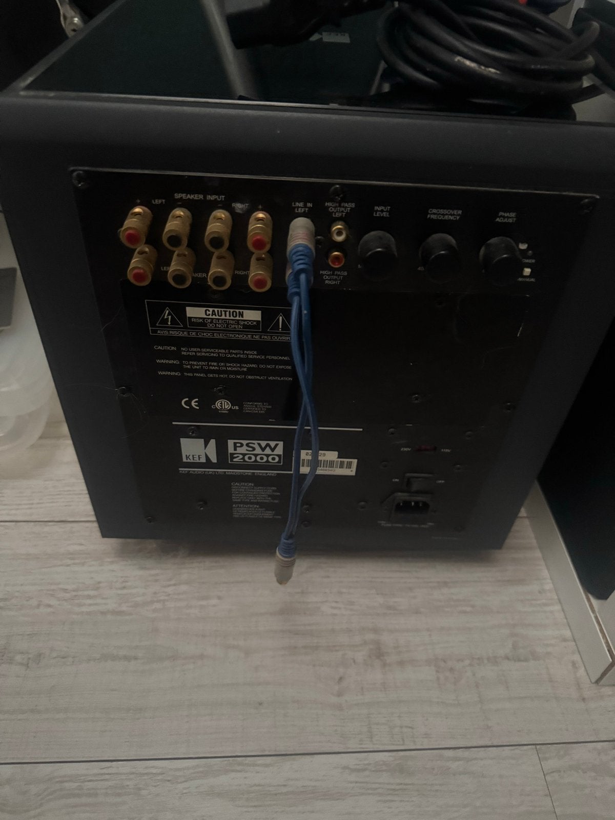 KEF PSW 2000 Subwoofer - Krachtige Bass, Gebruikt, Inclusief kabels, Subwoofer, KEF