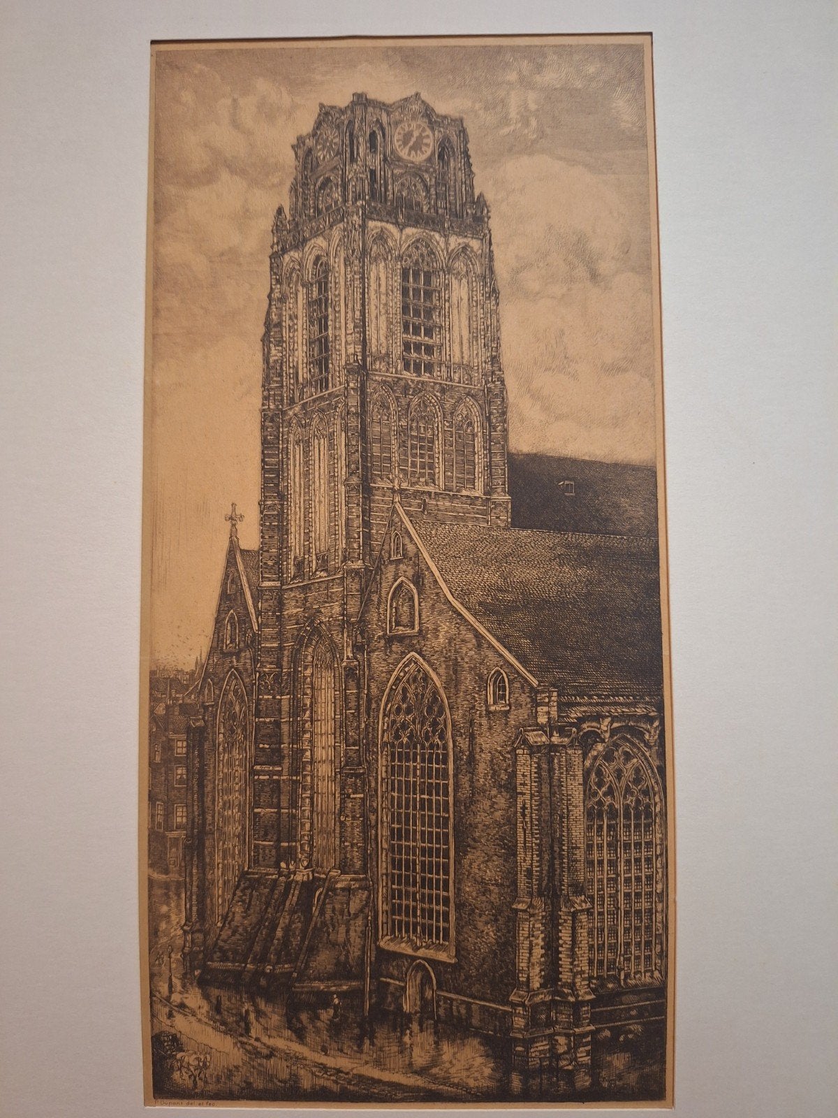 Ets Grote Kerk Rotterdam door Dupont, Ophalen of Verzenden