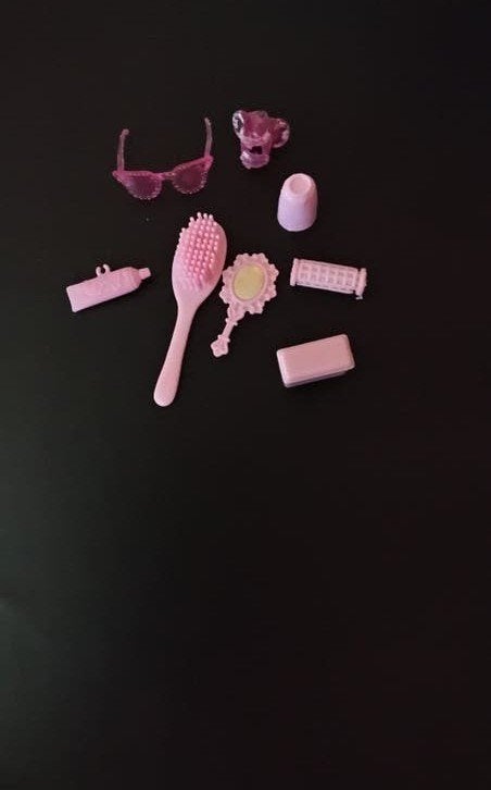 Barbie accessoires set - roze borstel, spiegel, zonnebril, Ophalen of Verzenden