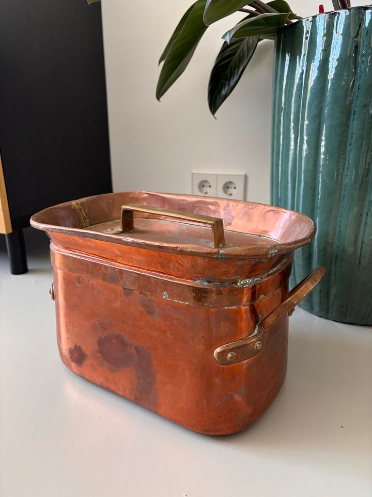 Antieke Franse koperen bakvorm/pan (1900-1940), Antiek en Kunst, Antiek | Koper en Brons, Koper, Ophalen of Verzenden