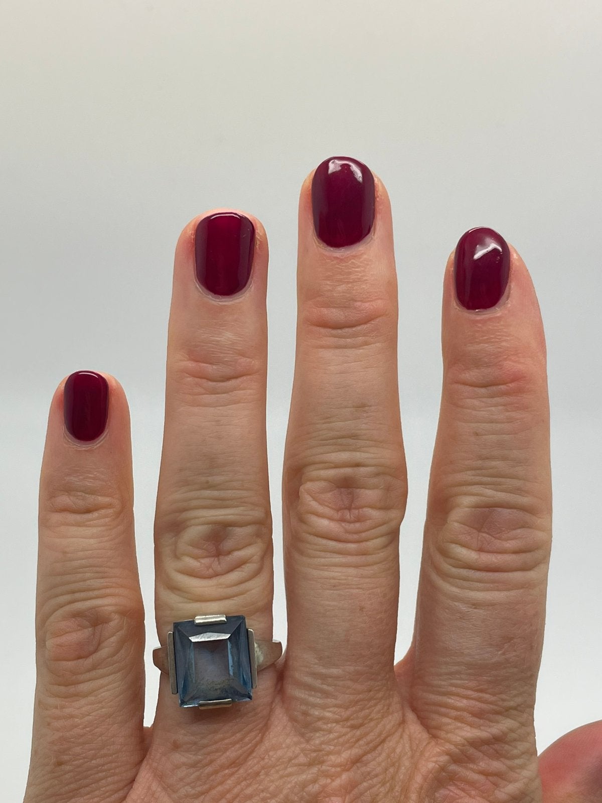 F758 Prachtige zilveren aquamarijn ring maat 17, Sieraden, Tassen en Uiterlijk, Antieke sieraden, Ophalen of Verzenden, Zilver