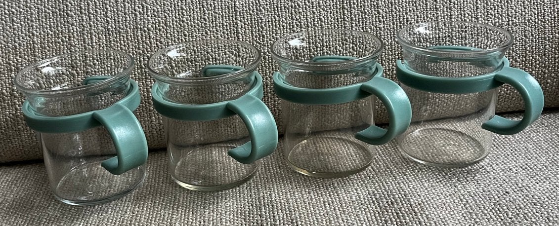 4 vintage Bodum theeglazen- pastelgroen/blauw, Bodum, Ophalen of Verzenden, Groen, Glas