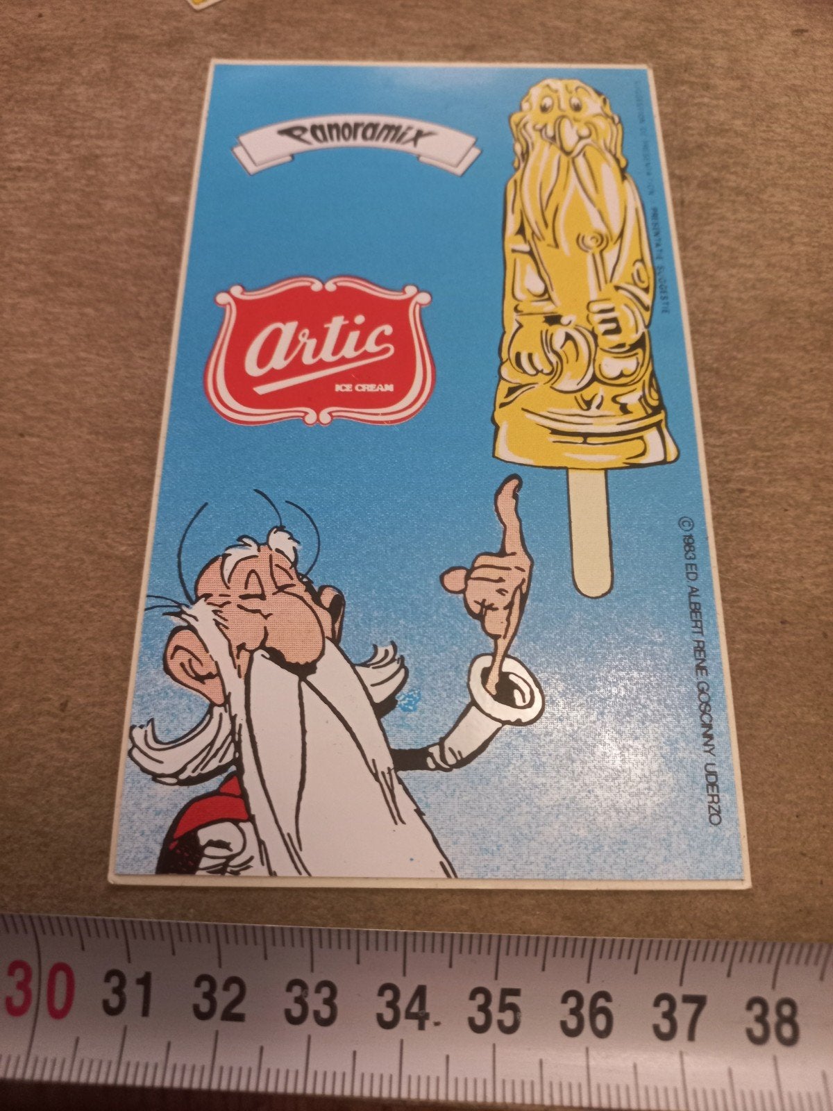Vintage Artic Panoramix IJslolly Reclamesticker Asterix, Ophalen of Verzenden, Gebruikt