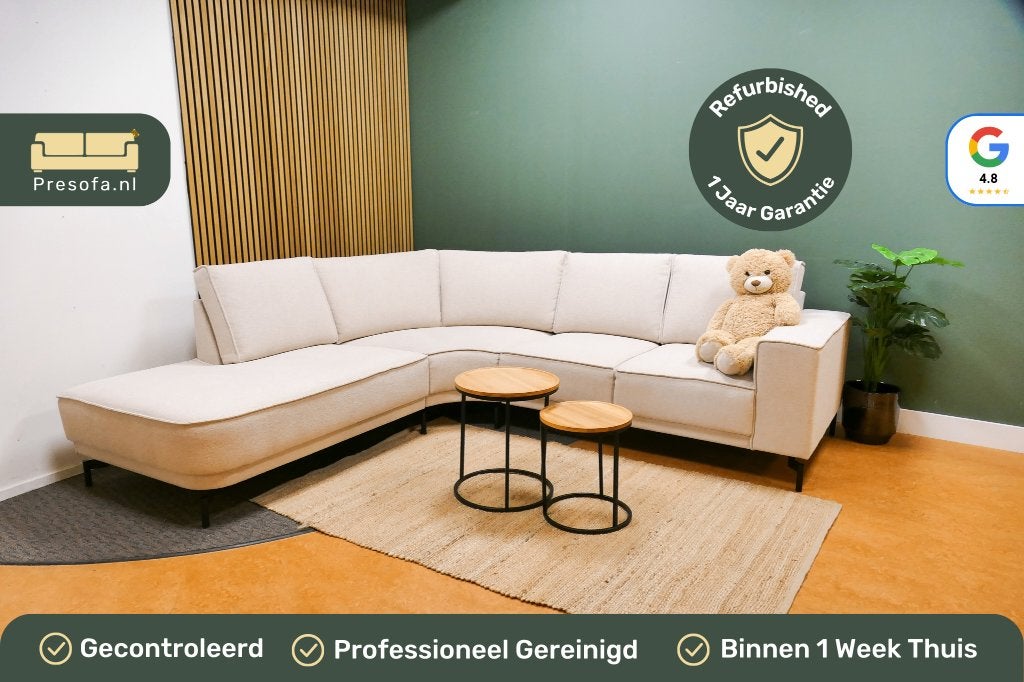 Organische Hoekbank Gebroken Wit Beige [Refurbished], Profijt, 250 tot 300 cm, -, -