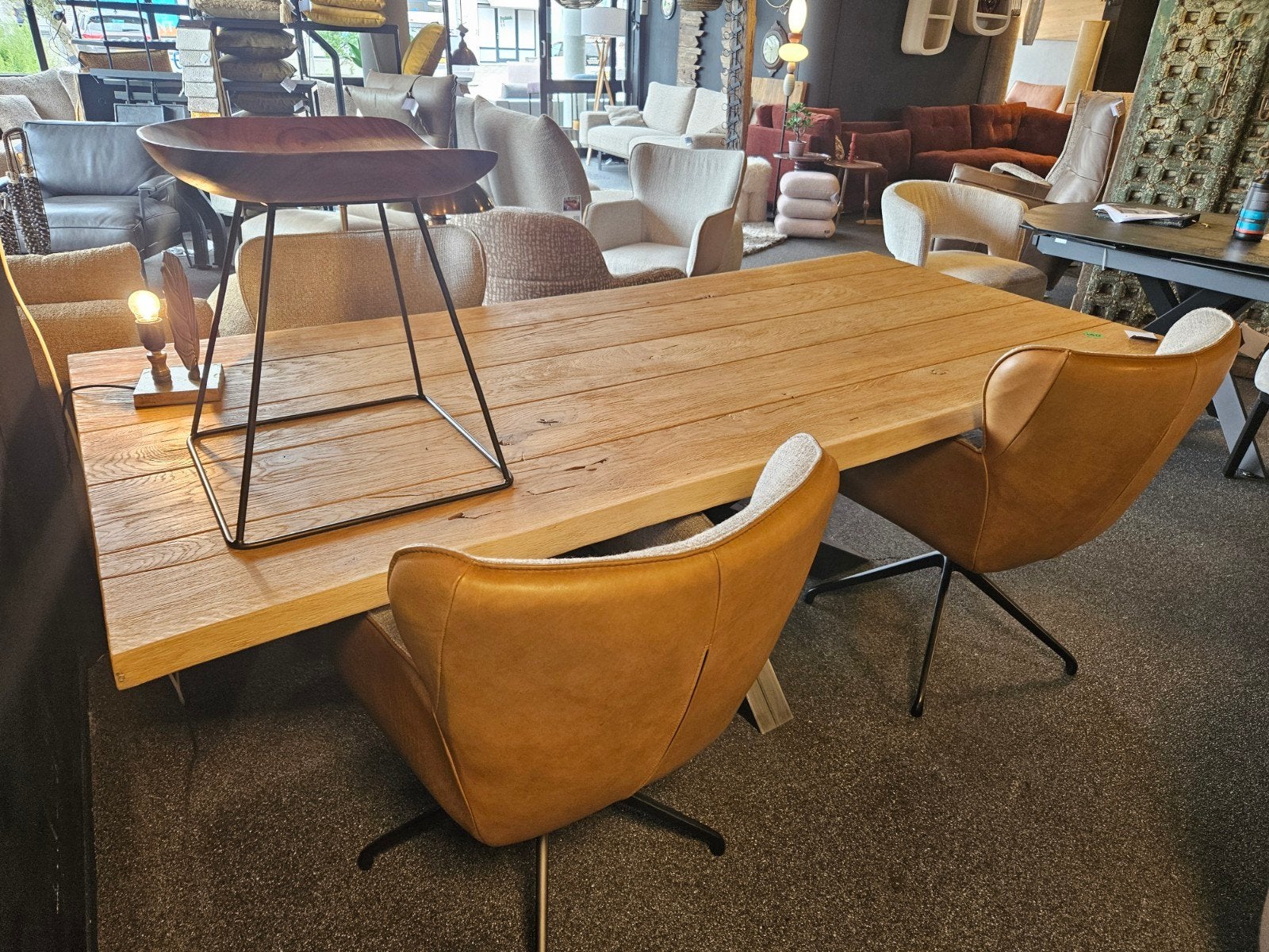Massief eiken boomstam tafel blank eiken opruiming, Verzenden, Nieuw, Rechthoekig, 200 cm of meer