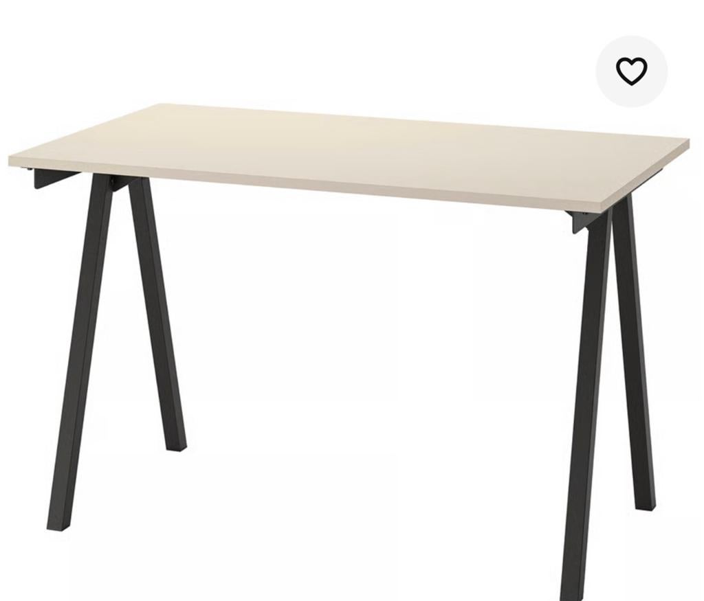 IKEA TROTTEN Bureau, beige/antraciet, 120x70 cm, Huis en Inrichting, Bureaus, Ophalen, Spaanplaat of MDF, Zo goed als nieuw, IKEA
