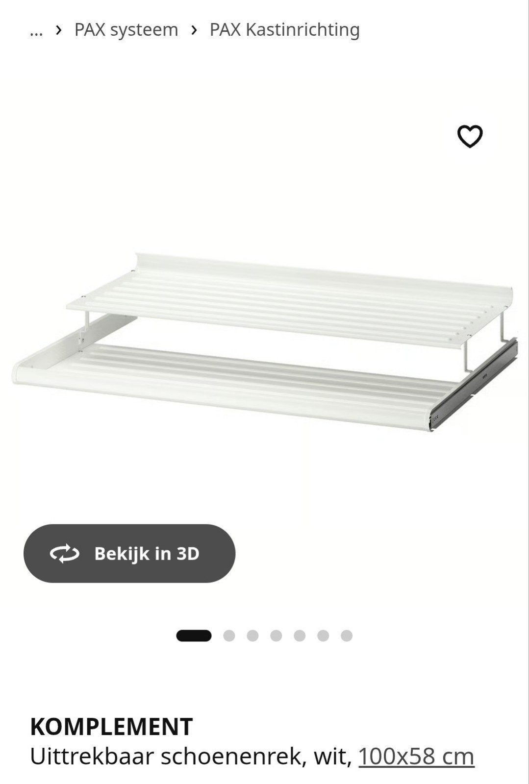 IKEA KOMPLEMENT 2x  Uittrekbaar schoenenrek, 100x58 cm, Ophalen