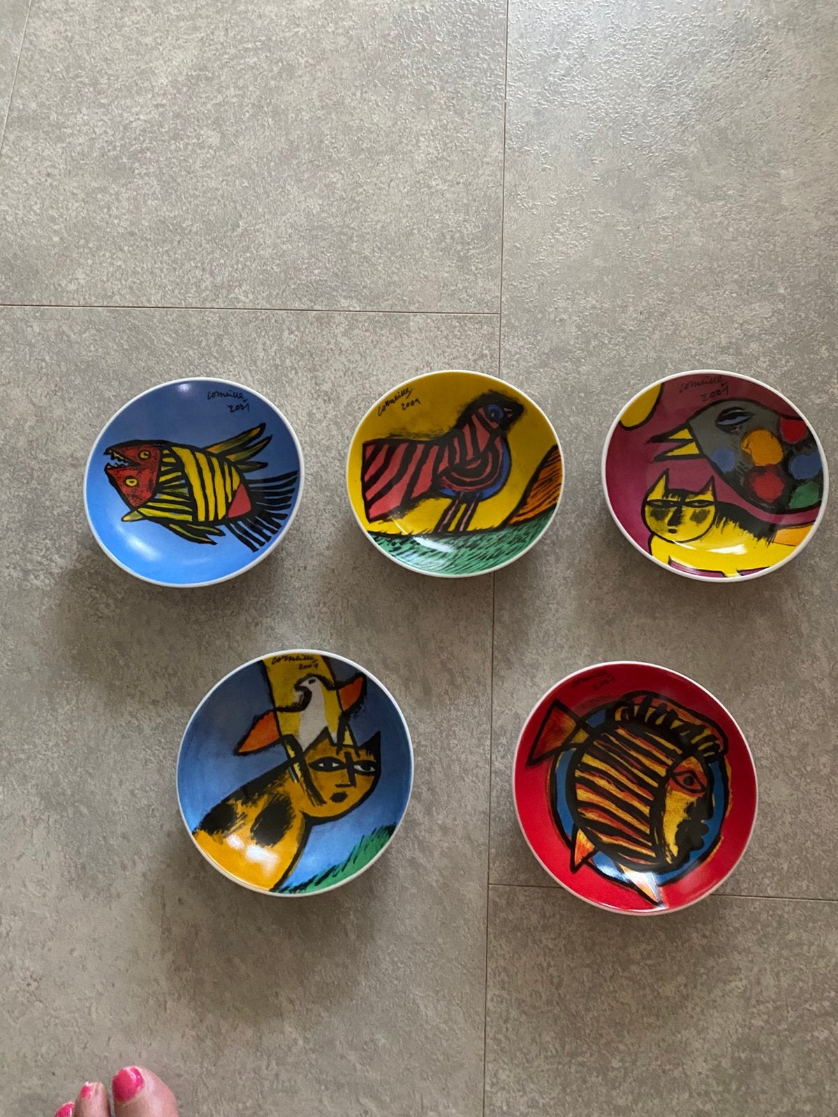 5 corneille (kunstschilder)schaaltjes, Ophalen of Verzenden
