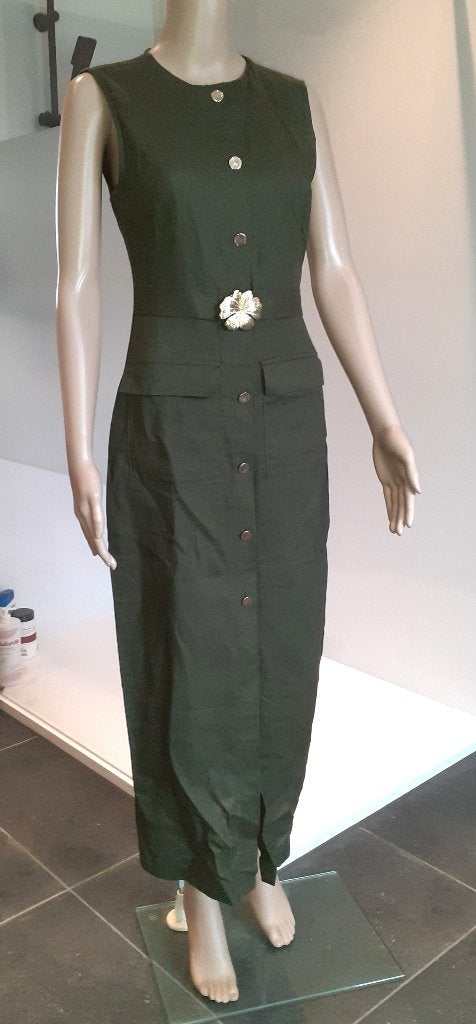 Office jurk viral old money khaki Zara XS, Nieuw, Ophalen of Verzenden, Knielengte, Maat 34 (XS) of kleiner