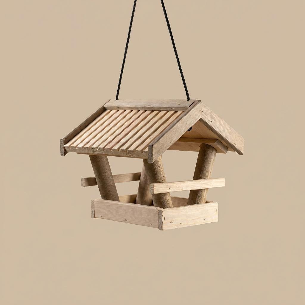 Hangend houten vogelvoederhuis 29 cm, Ophalen of Verzenden, Zo goed als nieuw