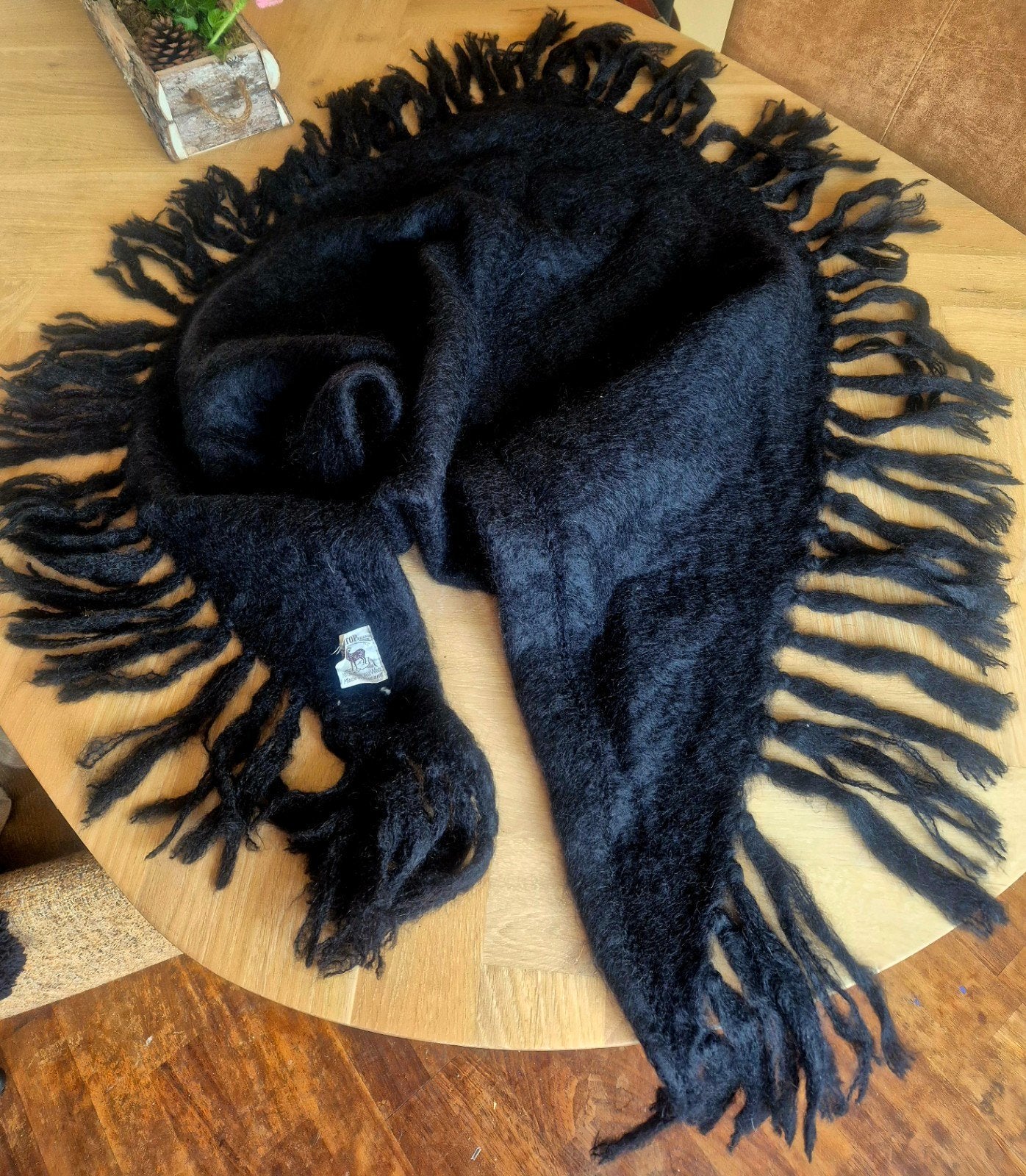 Prachtige Hilltop Mohair Wollen Omslagdoek - Zwart, Hilltop, Ophalen of Verzenden, Zo goed als nieuw, Sjaal