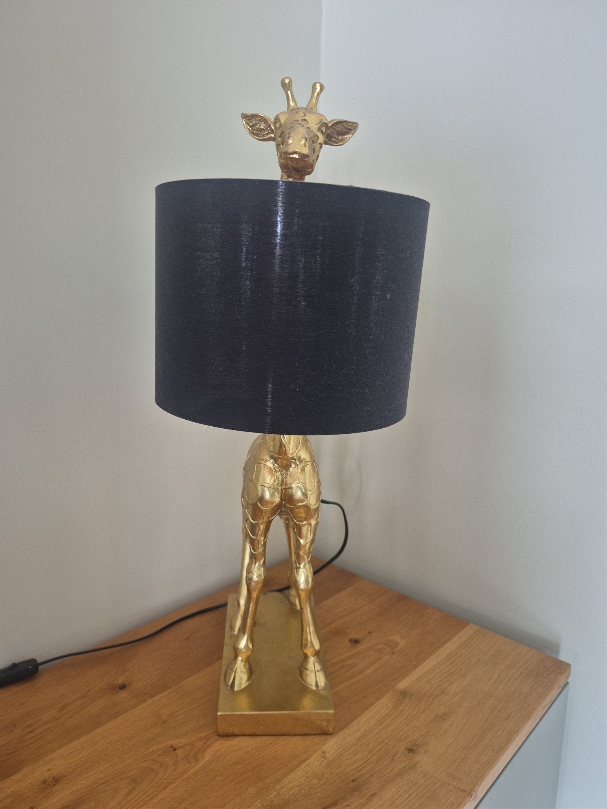 Giraffe Tafellamp /schemerlamp– Goud/Zwart origineel, Ophalen of Verzenden