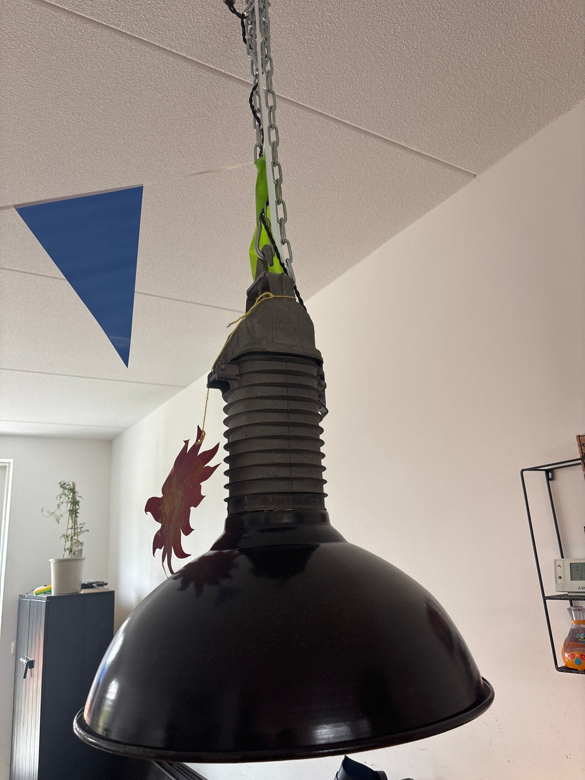 Vintage Philips Industriële Hanglamp - Zwart Emaille, Ophalen
