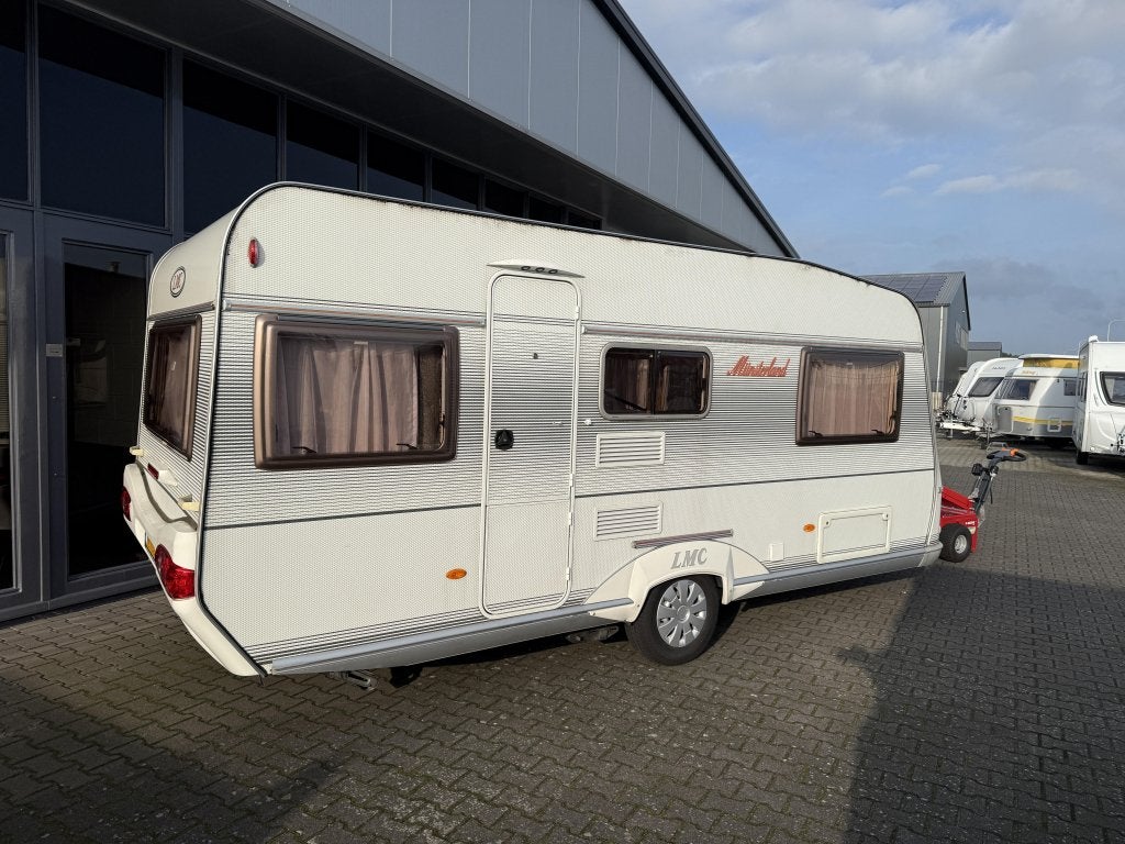 LMC Munsterland 470 E Aparte bedden 205cm + Zit Opblaas Tent, 2 aparte bedden, Fietsenrek, Bedrijf, Treinzit