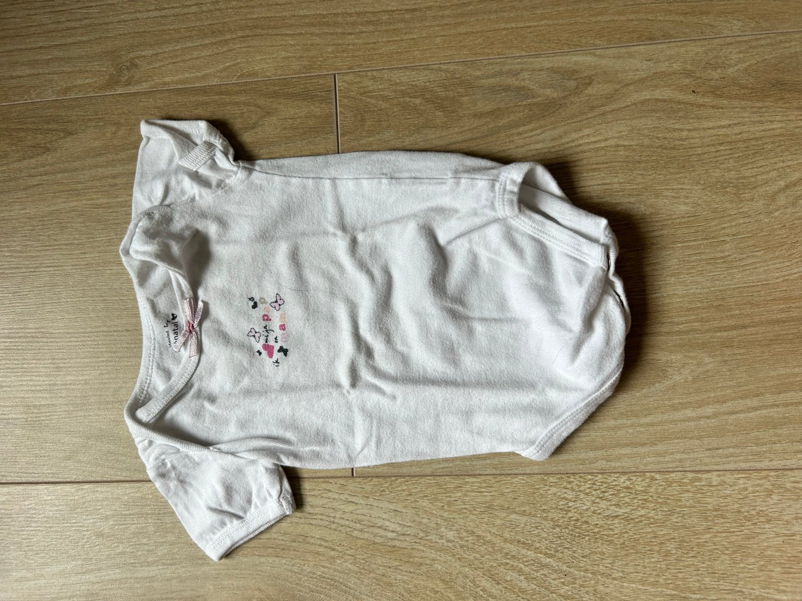 Witte romper met lange mouwen - Prénatal (maat 50/56), Kinderen en Baby's, Babykleding | Maat 56, Ophalen of Verzenden, Gebruikt