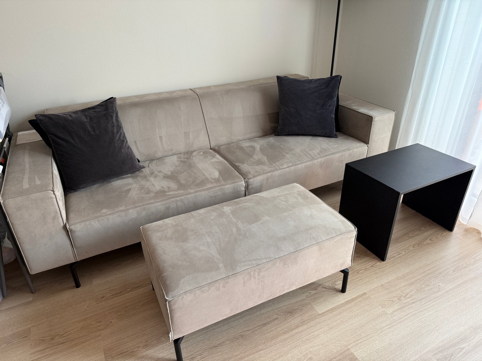 4-Zits Designbank met Hocker | Urban Taupe | By SIDDE Tren, Ophalen, Gebruikt, 75 tot 100 cm, Rechte bank