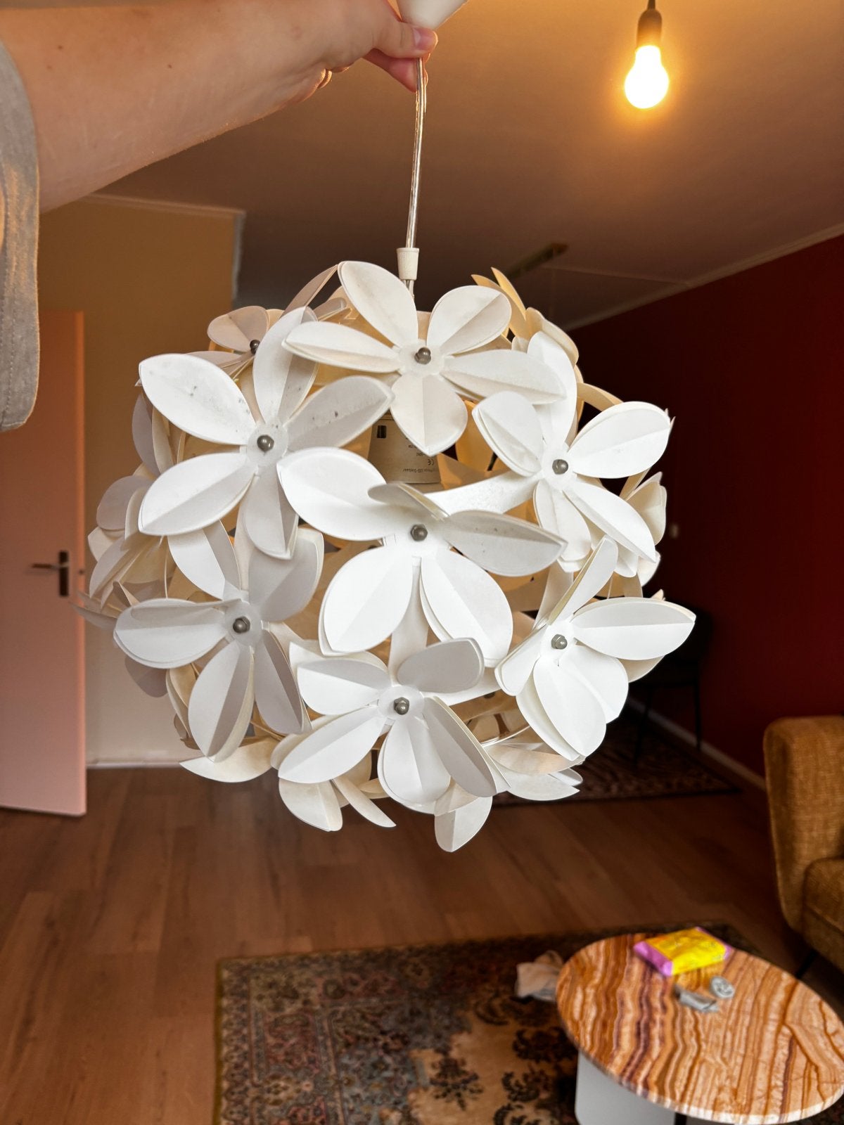 hanglamp bloem, Ophalen, Zo goed als nieuw, Kunststof, E27 (groot)