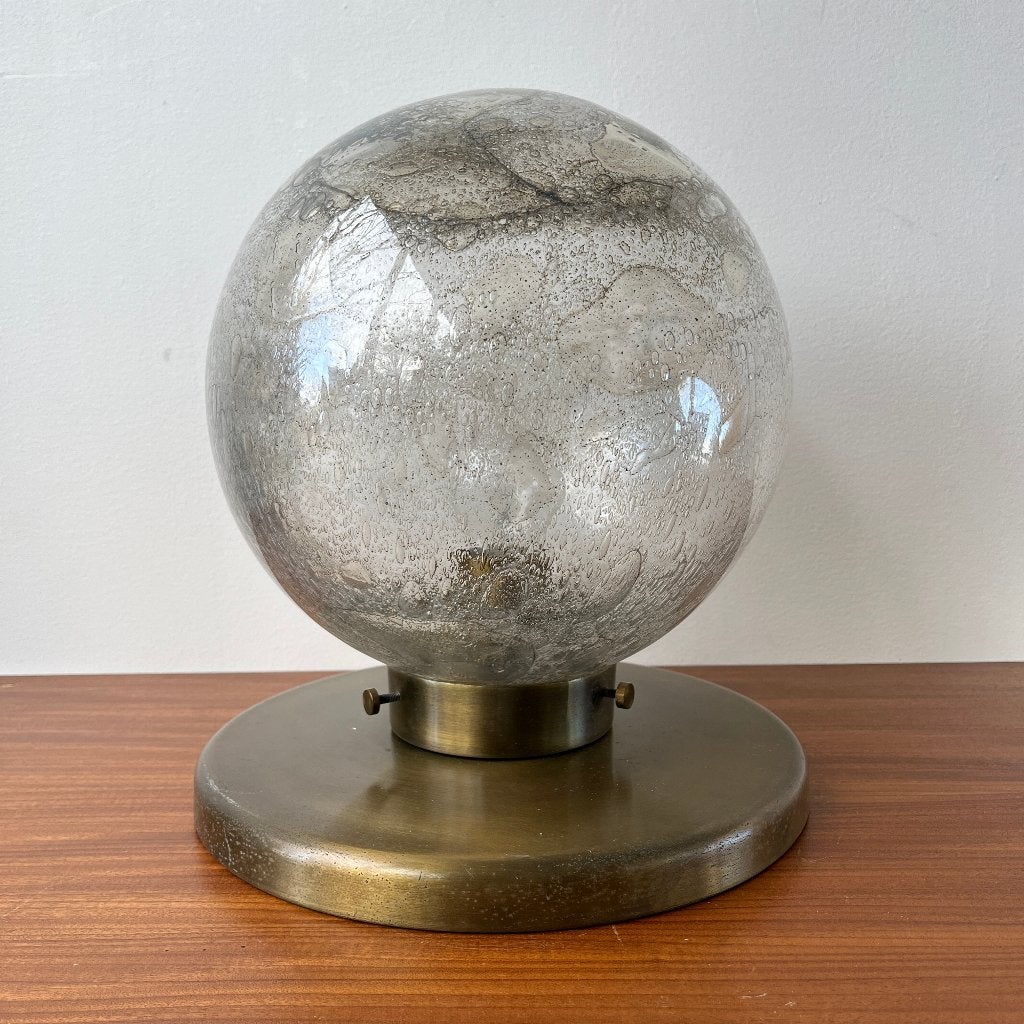 jaren 70 messing mondgeblazen glas Doria Limburg, Gebruikt, Doria Leuchten, Mondgeblazen lamp, Glas