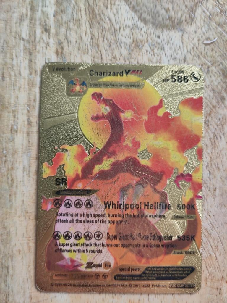 Gouden Charizard - niet echt, Ophalen of Verzenden, Gebruikt, Losse kaart