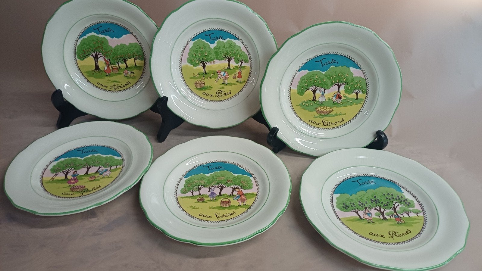Gien dessert bordjes taart borden -ongemerkt- 6 borden, Keramiek, Vintage, Ophalen of Verzenden, Zo goed als nieuw