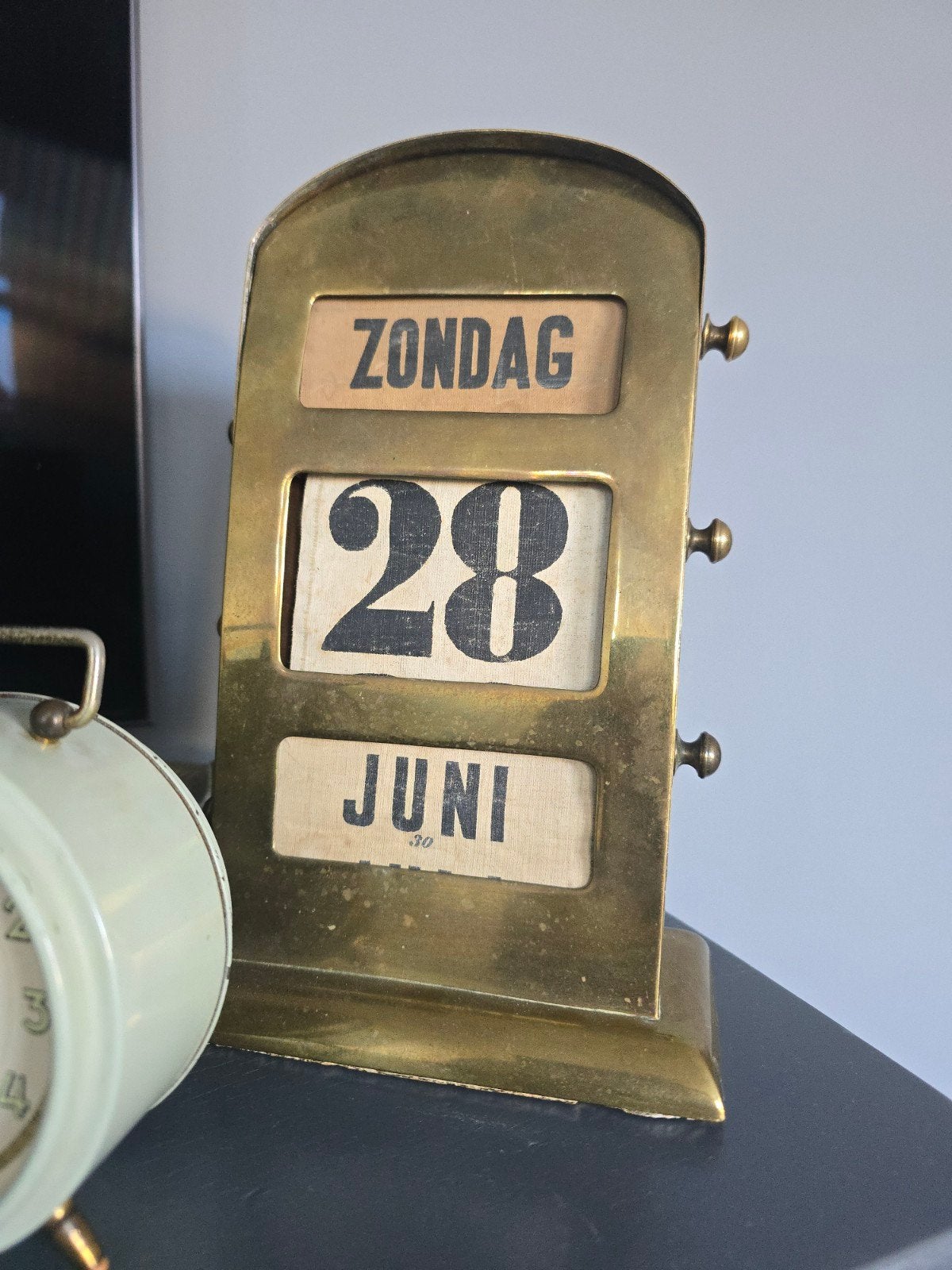 Antieke 19e eeuwse grote koperen eeuwigdurende kalender €149, Antiek en Kunst, Ophalen of Verzenden