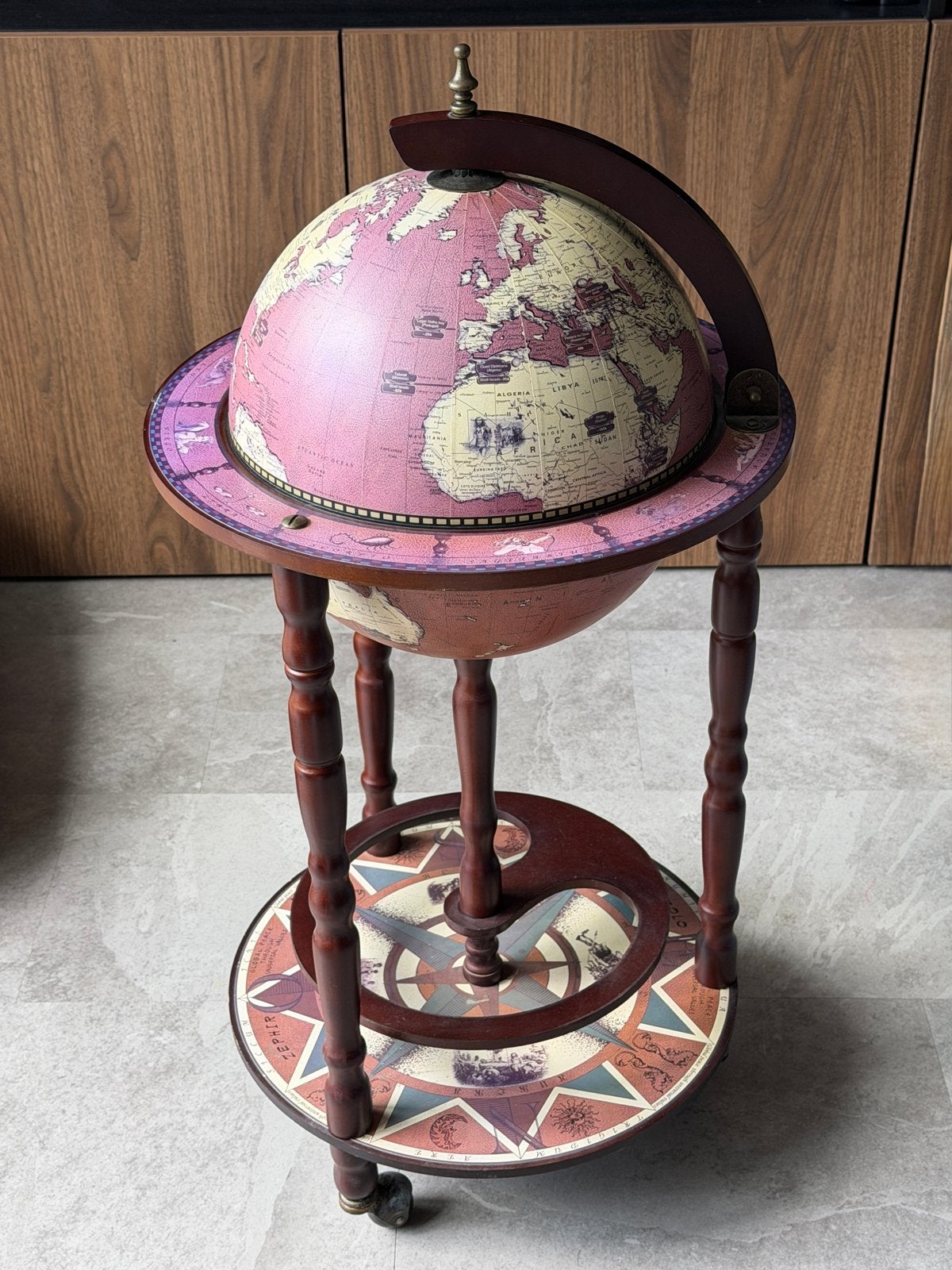 Brulo Wereldbol Bar op Wielen - Vintage Stijl, Antiek en Kunst, Antiek | Overige Antiek, Ophalen