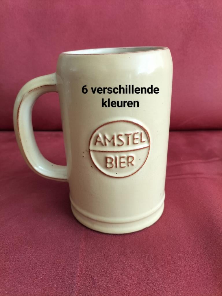 6 Amstel Bier Pullen - nieuw - Vintage - met ophangplank, Ophalen, Nieuw, Pul(len), Amstel