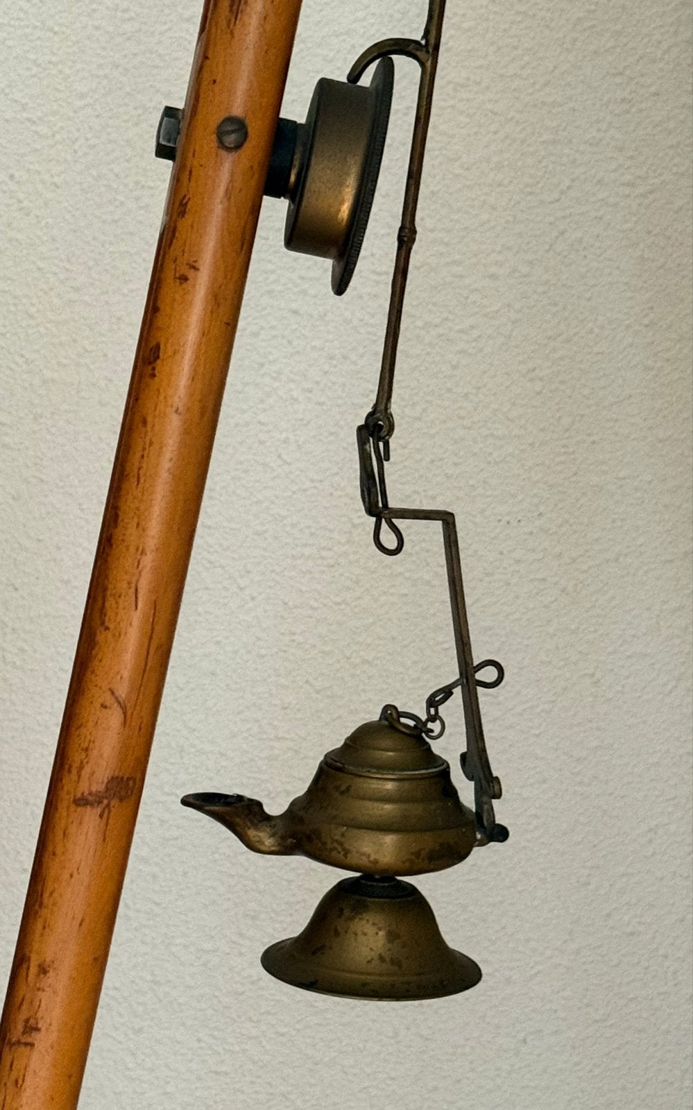 Antieke olielamp - messing, Antiek en Kunst, Ophalen of Verzenden