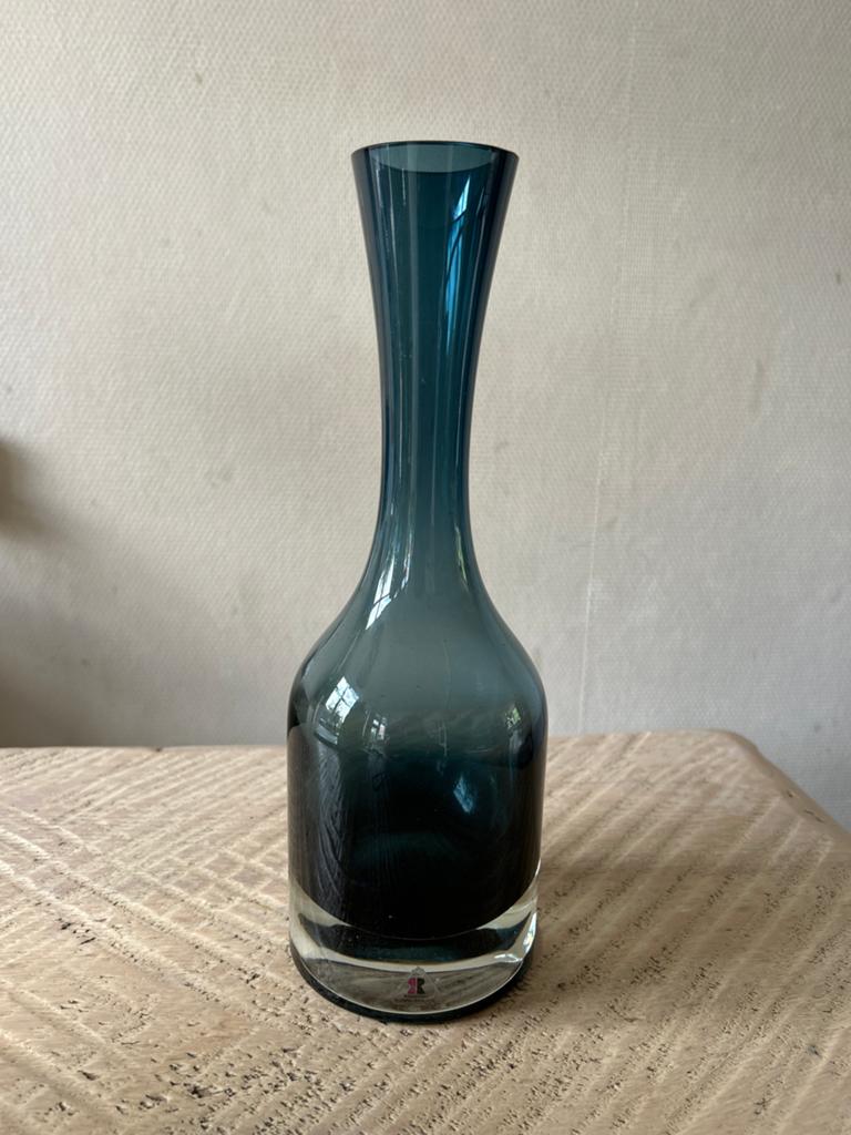 Riihimäki Finse glazen vaas, 30,5 cm, blauwgrijs, Overige kleuren, Ophalen of Verzenden, Minder dan 50 cm, Glas