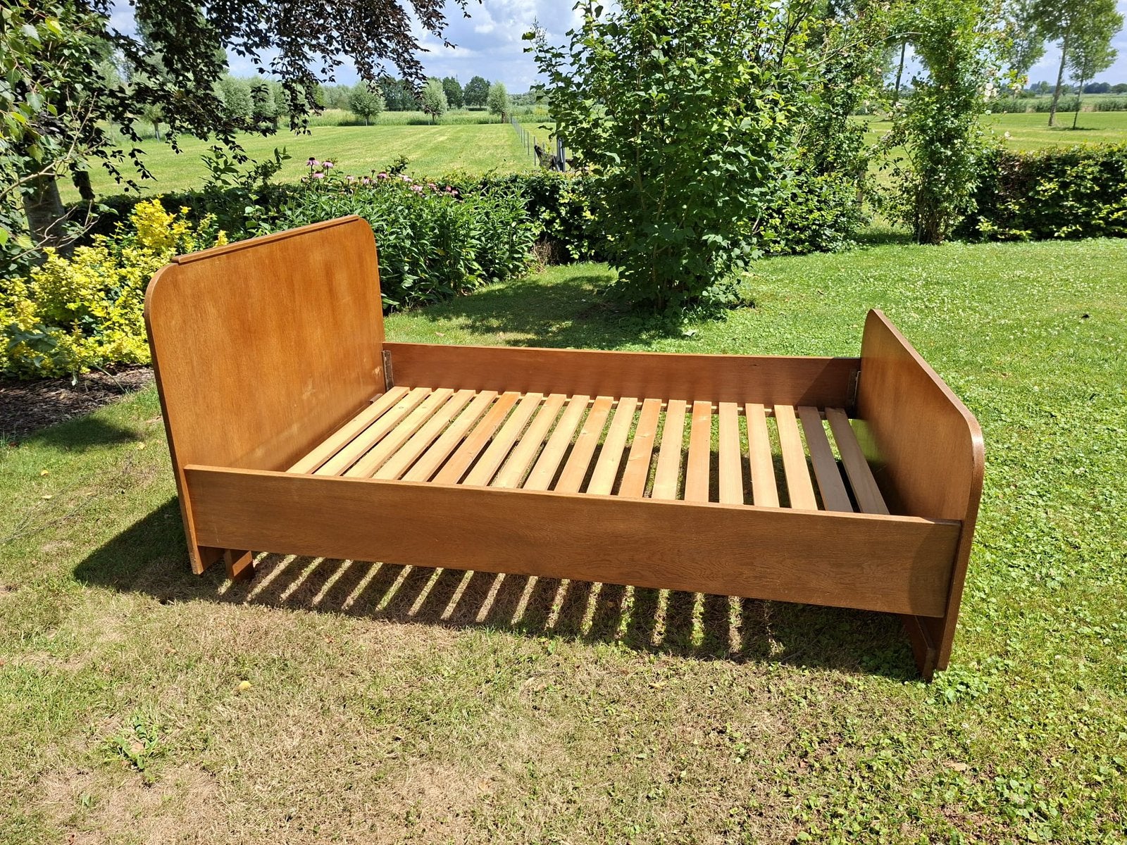 Hoiten twijfelaar bed, stevig, met latte bodem, Ophalen, Zo goed als nieuw, Twijfelaar, 120 cm