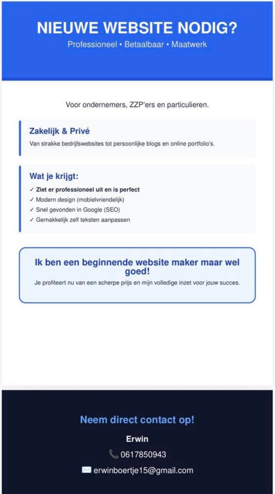 Website - maker desinger, Eén persoon