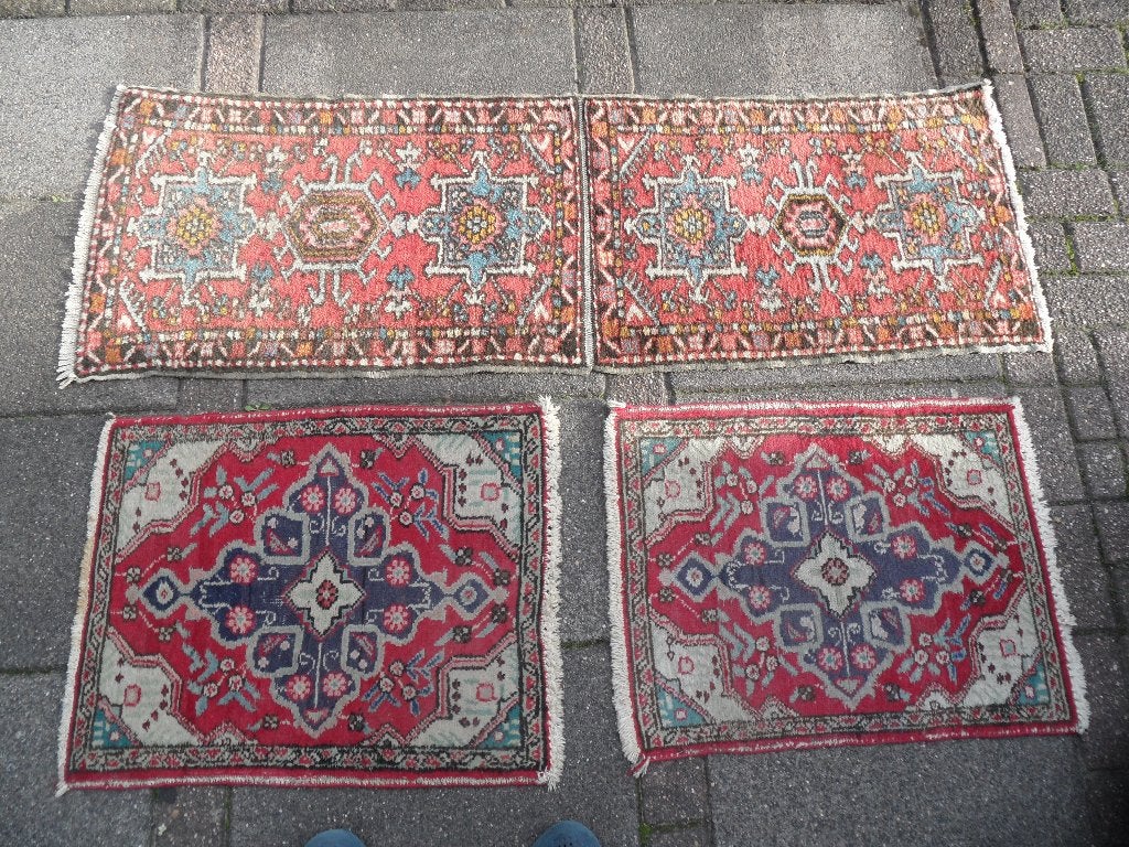 origineel vintage handgeknoopt Perzische tapijten 3 stuks, Gebruikt, 50 tot 100 cm, Rechthoekig, 50 tot 100 cm