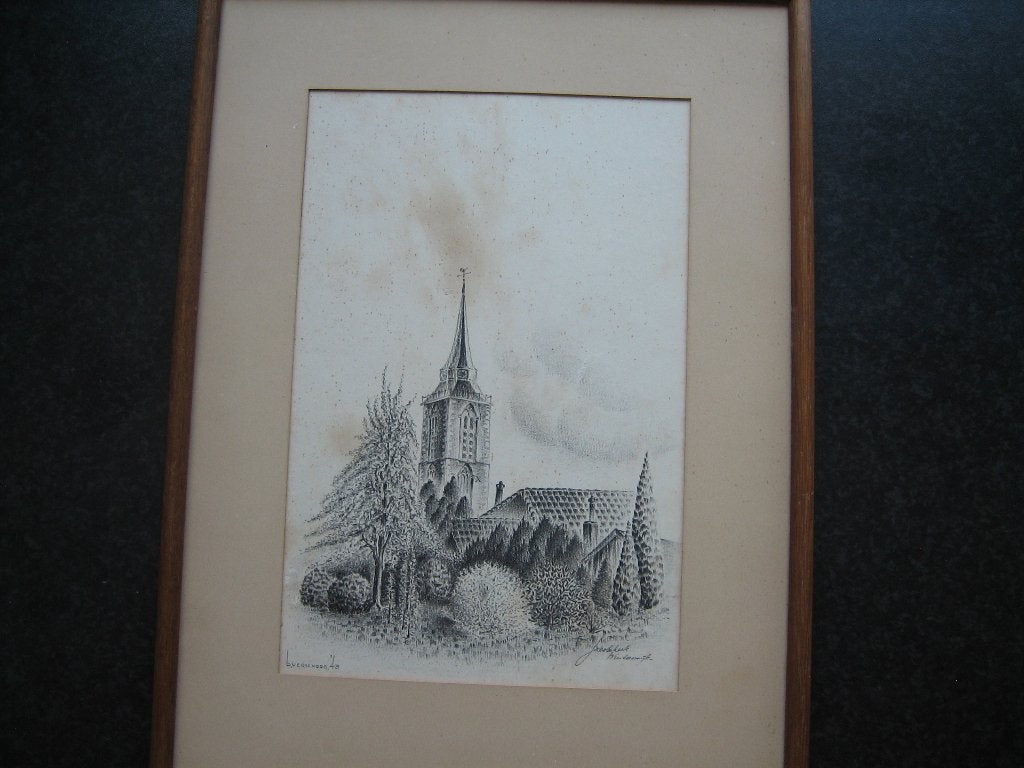 WINTERSWIJK Jacobskerk Pentekening B. Verschoor 1943, Ophalen, 1940 tot 1960, Gelderland