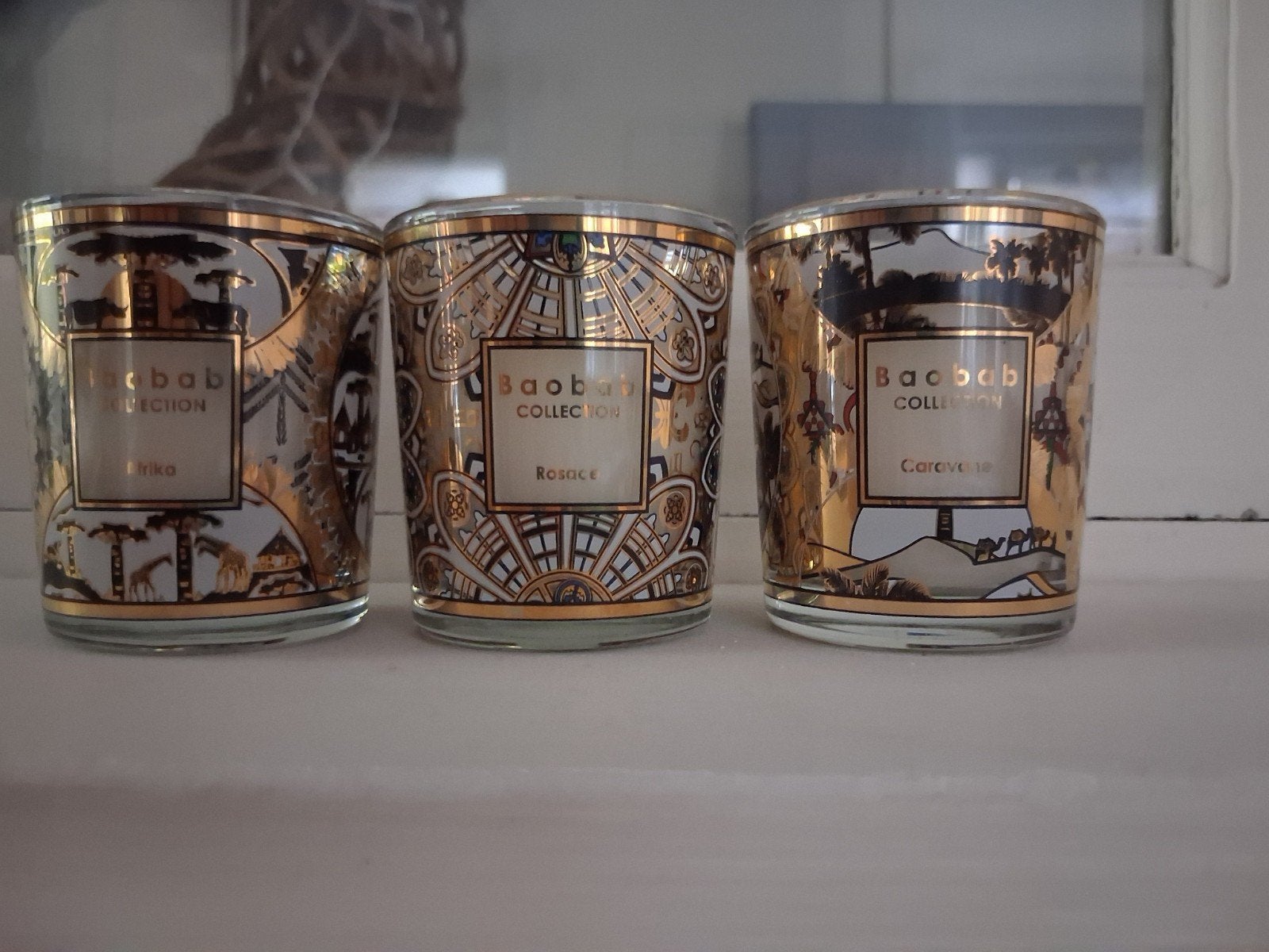 Baobab Collection geurkaarsen - Afrika, Rosace, Caravane, Huis en Inrichting, Ophalen, Overige merken, Kaars, Goud